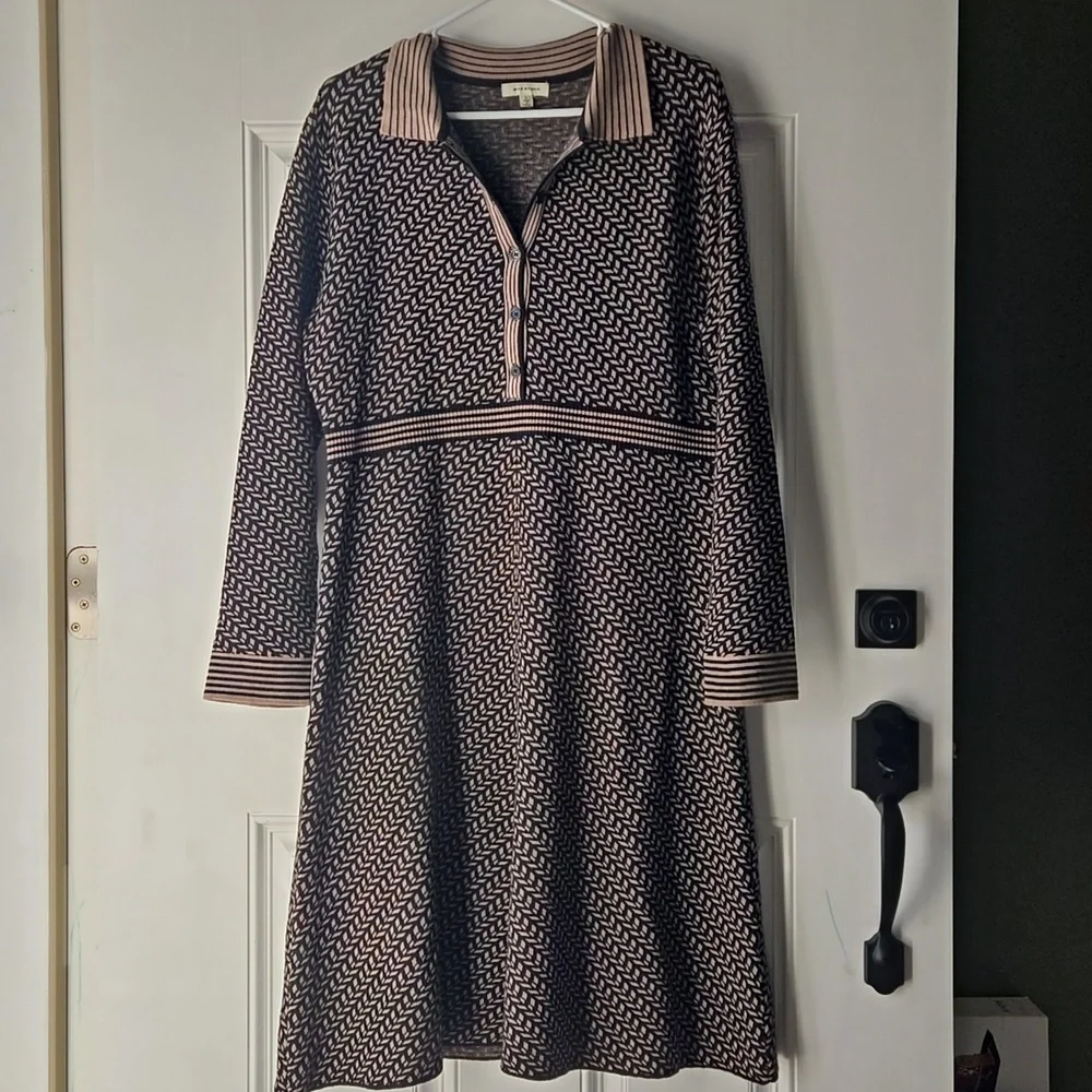Max Studio Collared Long Sleeve Heavy Knit Dress